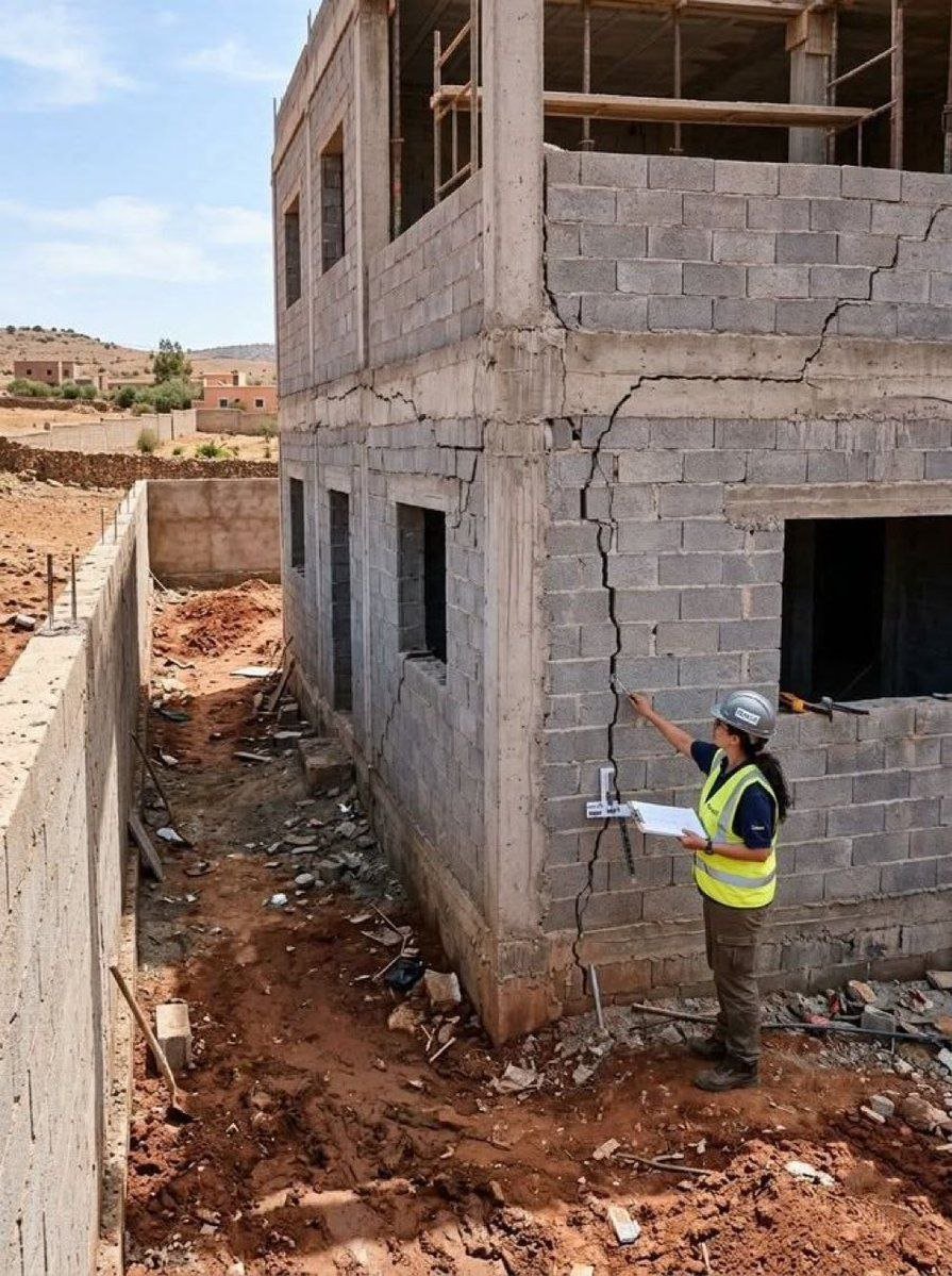 عملية حقن شروخ خرسانية بمادة الإيبوكسي في عمود خرساني بالدمام حي الشاطئ