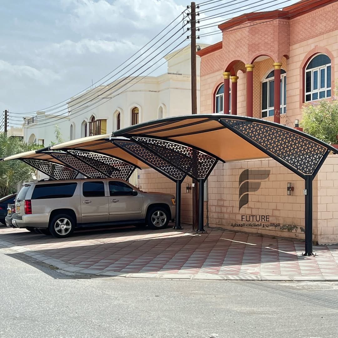 مظلة سيارات حديد قص ليزر بتصميم مودرن بالقطيف حي الناصرة